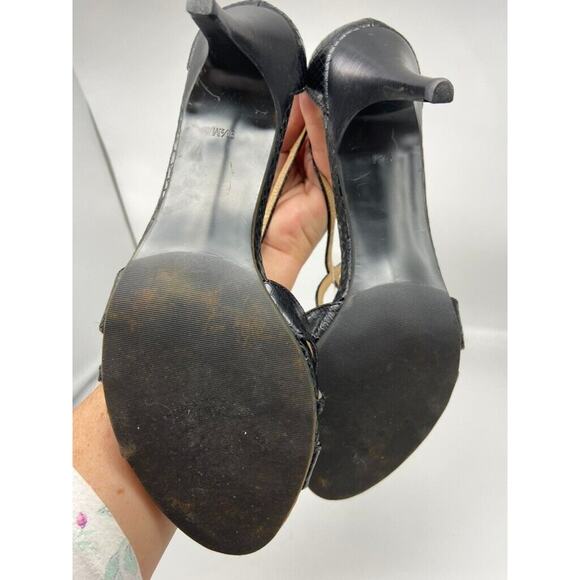 Talbots Shoes Women’s 9.5M‎ Black Sandals Kitten Heel Leather Strappy 3" Heels - Picture 7 of 14